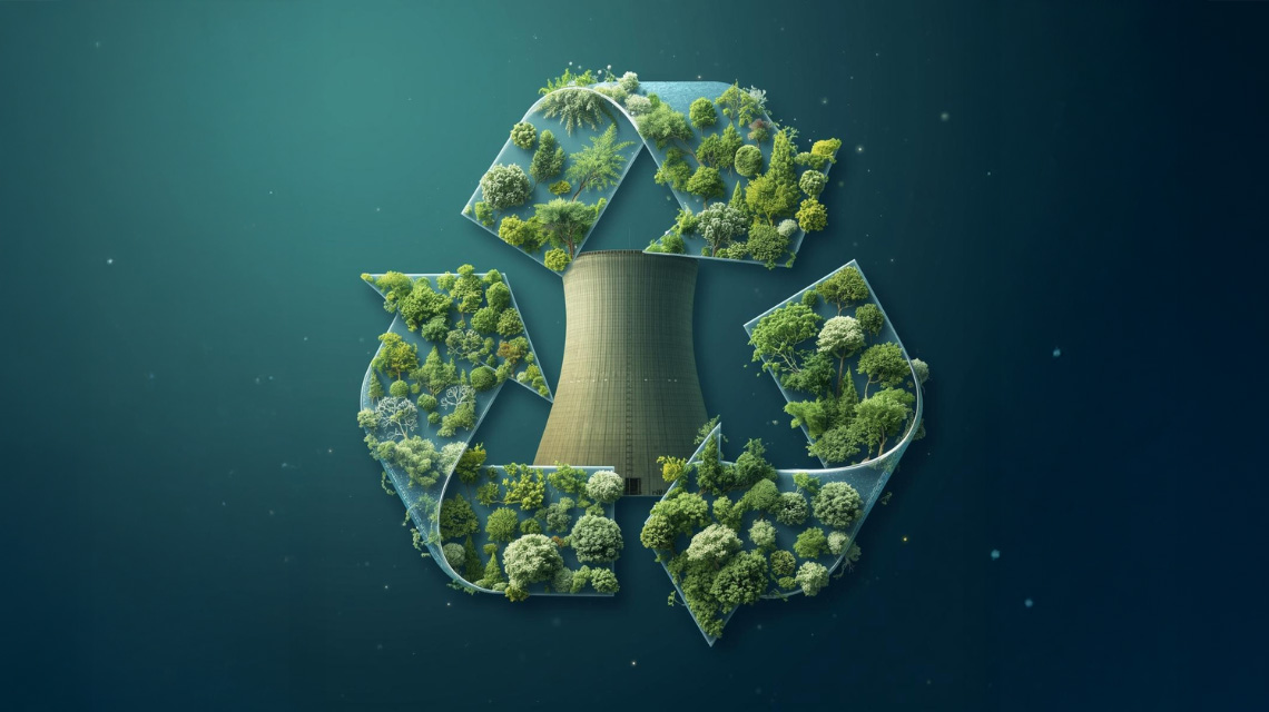 reattore e simbolo di economia circolare