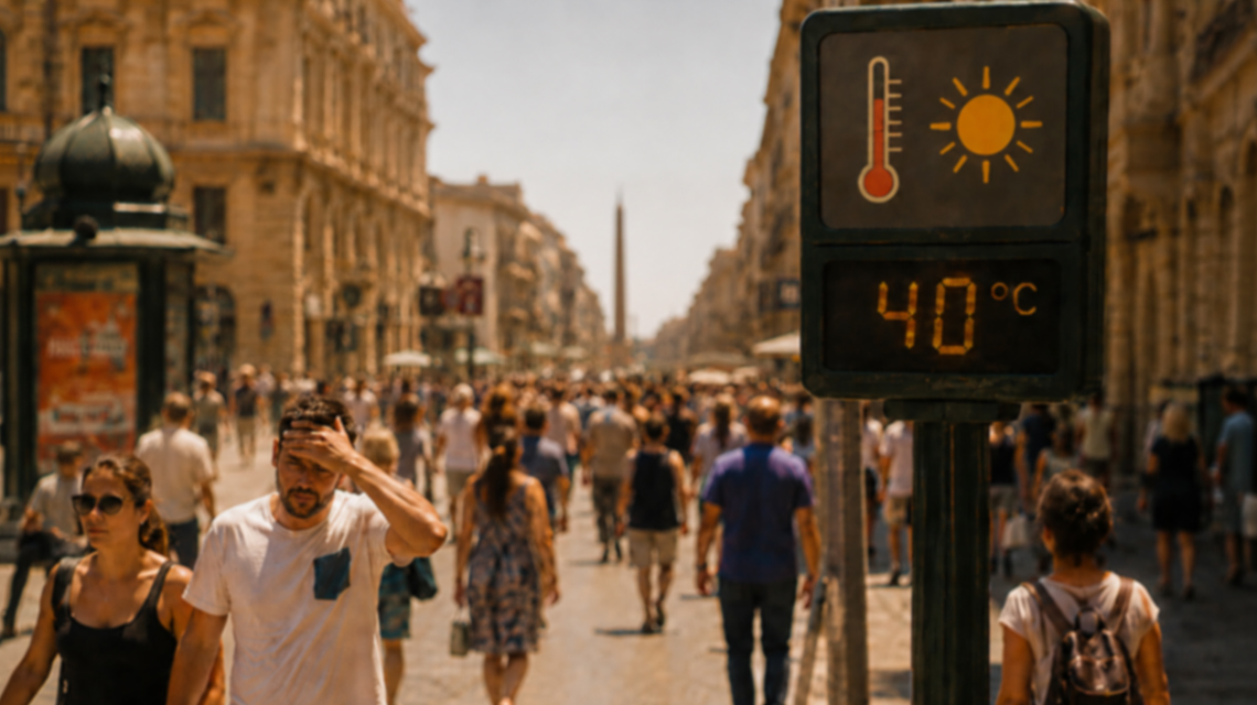 centro città con temperatura sui 40 gradi