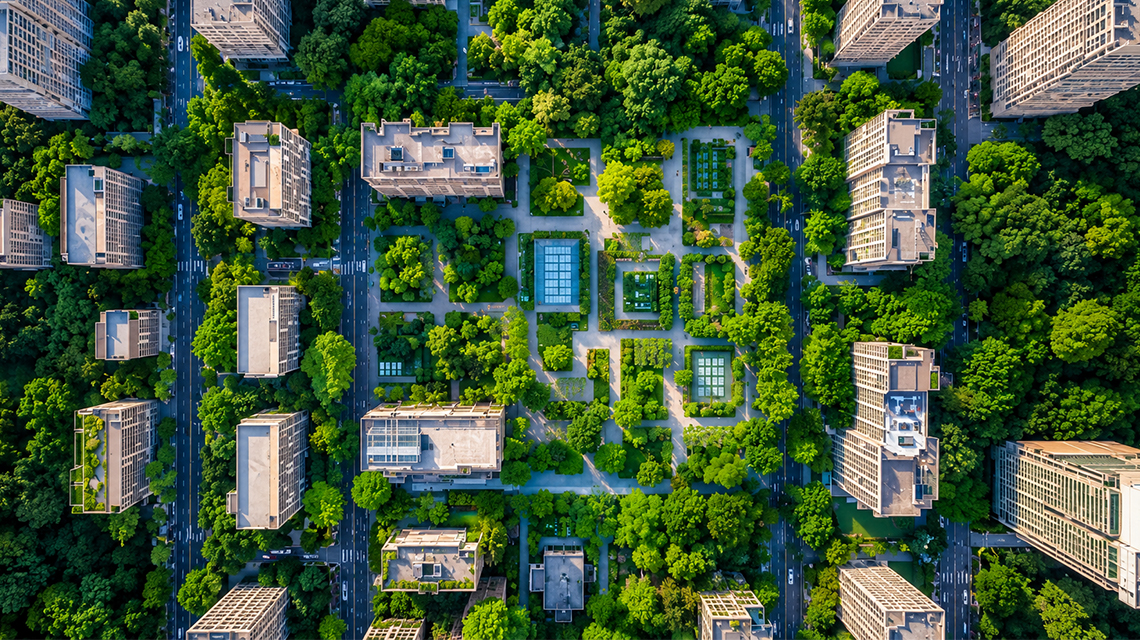 vista dall'alto di verde urbano