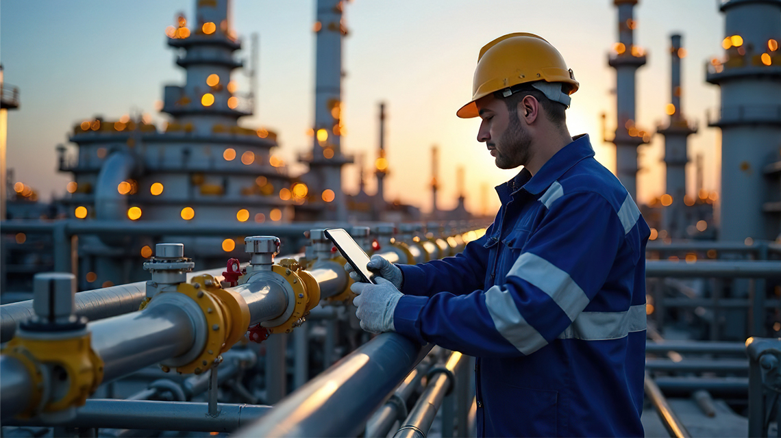 tecnico addetto al controllo delle tubature dal gas