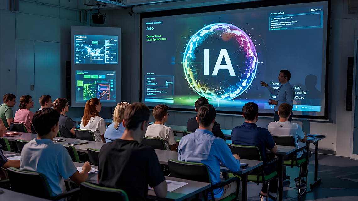 aula con studenti a lezione sull'intelligenza artificiale